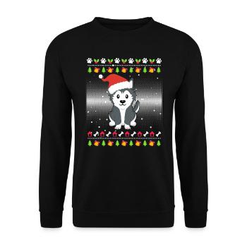 Husky Weihnachten Ugly Christmas - Unisex Sweatshirt - black - Front - Alina (178cm) & Michal (187cm)