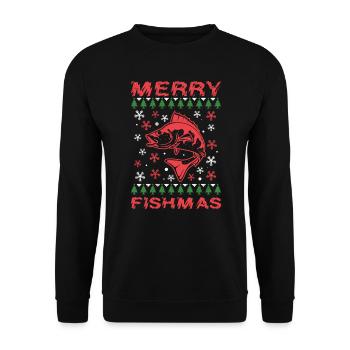 Joyeux Poissonnier Pêcheur Noël Crhistmas laids - Sweat-shirt Unisexe - noir - Devant - Alina (178cm) & Michal (187cm)