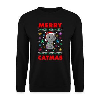 Merry Catmas Cats Christmas Cat Owner - Unisex Sweatshirt - black - Front - Alina (178cm) & Michal (187cm)