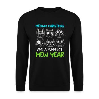 Miaou de Noël et un chat purrfect année - Sweat-shirt Unisexe - noir - Devant - Alina (178cm) & Michal (187cm)