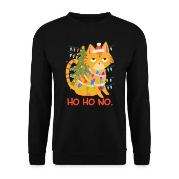 Funny Cat Chain of Lights Tannenbau - Unisex Sweatshirt - black - Front - Alina (178cm) & Michal (187cm)