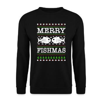 Laid Noël Pêcheur Poisson Pêcheur Noël - Sweat-shirt Unisexe - noir - Devant - Alina (178cm) & Michal (187cm)