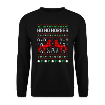 Ho HO Chevaux moche cavalier de Noël Chevaux cavalier - Sweat-shirt Unisexe - noir - Devant - Alina (178cm) & Michal (187cm)