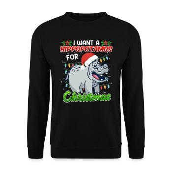 Je veux un hippotme pour Noël - Sweat-shirt Unisexe - noir - Devant - Alina (178cm) & Michal (187cm)