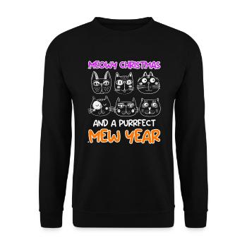Miaou de Noël et un chat purrfect année - Sweat-shirt Unisexe - noir - Devant - Alina (178cm) & Michal (187cm)