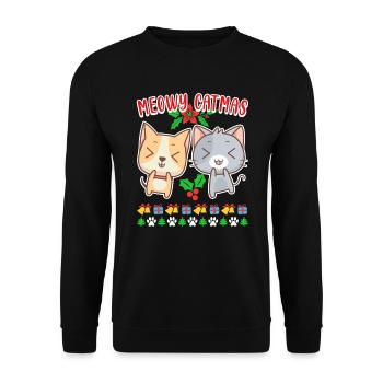 Meowy Catmas Cat Seater Kitten Cat - Unisex Sweatshirt - black - Front - Alina (178cm) & Michal (187cm)