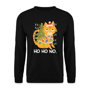 Funny Cat Chain of Lights Tannenbau - Unisex Sweatshirt - black - Front - Alina (178cm) & Michal (187cm)