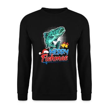 Angler Christmas Christmas - Unisex Sweatshirt - black - Front - Alina (178cm) & Michal (187cm)