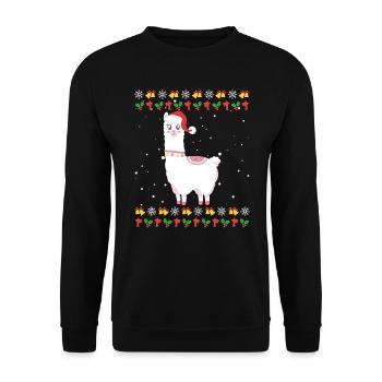Noël moche Lama Alpaga Noël - Sweat-shirt Unisexe - noir - Devant - Alina (178cm) & Michal (187cm)