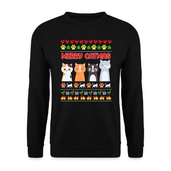 Miaou Noël moche Noël Weihnachten - Sweat-shirt Unisexe - noir - Devant - Alina (178cm) & Michal (187cm)