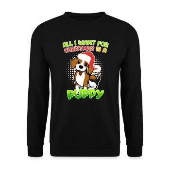 Je veux un chiot pour Noël Chien Puppy Beagle - Sweat-shirt Unisexe - noir - Devant - Alina (178cm) & Michal (187cm)