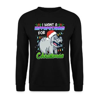 Je veux un hippotme pour Noël - Sweat-shirt Unisexe - noir - Devant - Alina (178cm) & Michal (187cm)