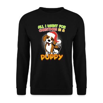 Je veux un chiot pour Noël Chien Puppy Beagle - Sweat-shirt Unisexe - noir - Devant - Alina (178cm) & Michal (187cm)