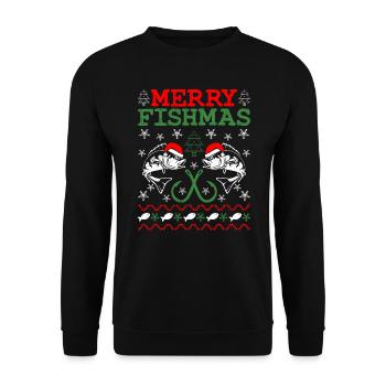Laid Noël Pêcheur Poisson Pêcheur Noël - Sweat-shirt Unisexe - noir - Devant - Alina (178cm) & Michal (187cm)