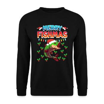 Niklaus Fish Noël Joyeux Fishmas - Sweat-shirt Unisexe - noir - Devant - Alina (178cm) & Michal (187cm)