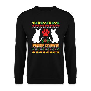 Ugly Christmas Cats - Unisex Sweatshirt - black - Front - Alina (178cm) & Michal (187cm)