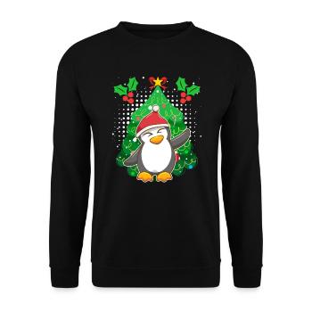 Pinguin Weihnachten Pinguin Tannenbaum - Unisex Pullover - Schwarz - Vorne - Alina (178cm) & Michal (187cm)