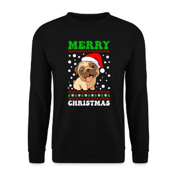 Joyeux Noël chien carlin chien propriétaire carlin - Sweat-shirt Unisexe - noir - Devant - Alina (178cm) & Michal (187cm)