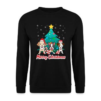 Chiens Noël Joyeux Noël Propriétaires de chiens - Sweat-shirt Unisexe - noir - Devant - Alina (178cm) & Michal (187cm)