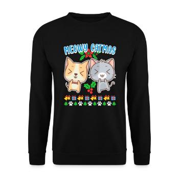 Meowy Catmas siège pour chat chaton chat - Sweat-shirt Unisexe - noir - Devant - Alina (178cm) & Michal (187cm)