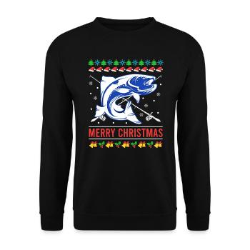 Joyeux poisson de Noël moche - Sweat-shirt Unisexe - noir - Devant - Alina (178cm) & Michal (187cm)