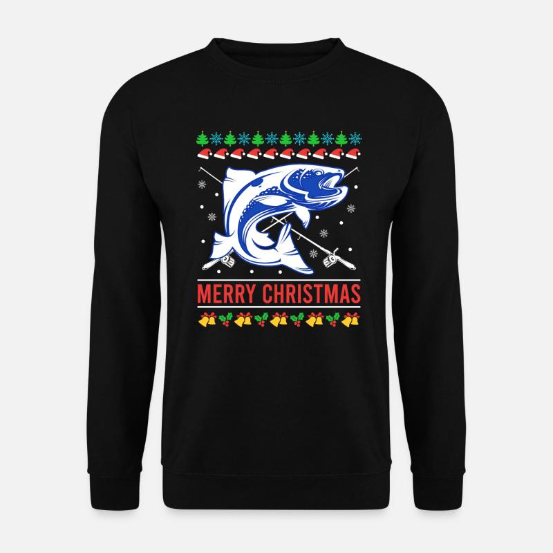Merry Fishmas Ugly Christmas Fish - Unisex Sweatshirt - black