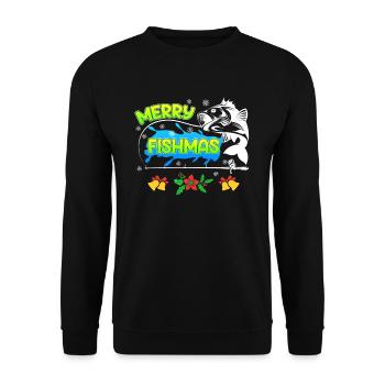 Pêcheur Noël Pêche Joyeux Poissons - Sweat-shirt Unisexe - noir - Devant - Alina (178cm) & Michal (187cm)