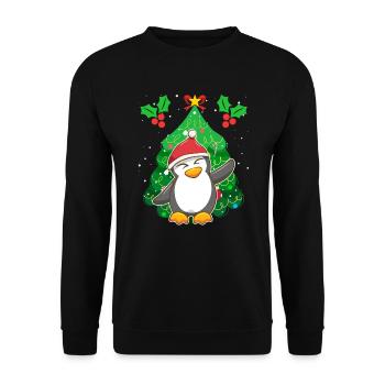 Pinguin Weihnachten Pinguin Tannenbaum - Unisex Pullover - Schwarz - Vorne - Alina (178cm) & Michal (187cm)