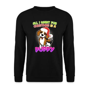 Je veux un chiot pour Noël Chien Puppy Beagle - Sweat-shirt Unisexe - noir - Devant - Alina (178cm) & Michal (187cm)