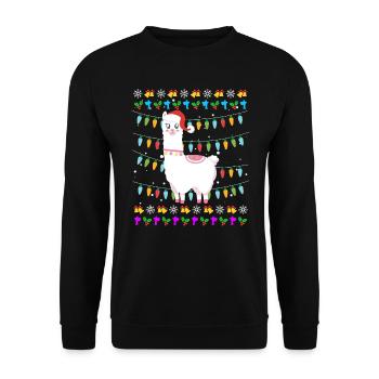 Noël moche Lama Alpaga Noël - Sweat-shirt Unisexe - noir - Devant - Alina (178cm) & Michal (187cm)