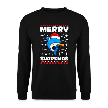 Joyeux Sharkmas Requin Noël - Sweat-shirt Unisexe - noir - Devant - Alina (178cm) & Michal (187cm)
