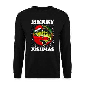 Merry Fishmas Angler Christmas Angel - Unisex Sweatshirt - black - Front - Alina (178cm) & Michal (187cm)