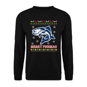 Angel Christmas Merry Fishmas Angler - Unisex Sweatshirt - black - Front - Alina (178cm) & Michal (187cm)