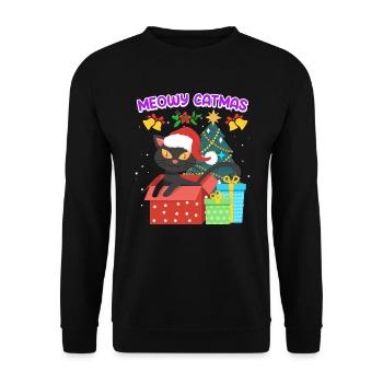 Meowy Catmas - Unisex Sweatshirt - black - Front - Alina (178cm) & Michal (187cm)