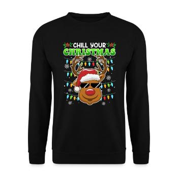 Chill your Christmas Christmas Reindeer - Unisex Sweatshirt - black - Front - Alina (178cm) & Michal (187cm)