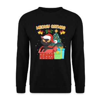 Meowy Catmas - Unisex Sweatshirt - black - Front - Alina (178cm) & Michal (187cm)