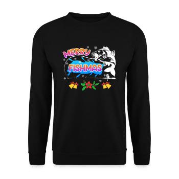Pêcheur Noël Pêche Joyeux Poissons - Sweat-shirt Unisexe - noir - Devant - Alina (178cm) & Michal (187cm)