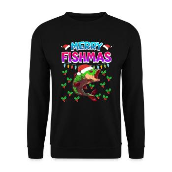 Niklaus Fish Noël Joyeux Fishmas - Sweat-shirt Unisexe - noir - Devant - Alina (178cm) & Michal (187cm)
