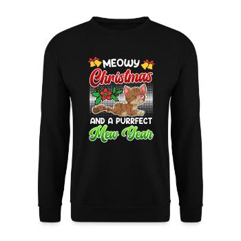Miaou de Noël et une année purrfect - Sweat-shirt Unisexe - noir - Devant - Alina (178cm) & Michal (187cm)