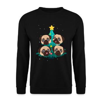 Mops Weihnachten Mops Hund Tannenbaum - Unisex Pullover - Schwarz - Vorne - Alina (178cm) & Michal (187cm)