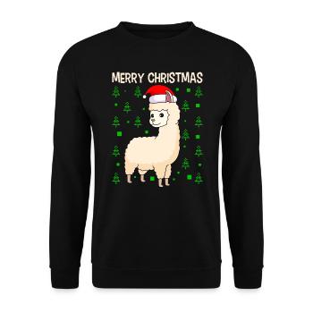 Lama Alpaga Joyeux Noël - Sweat-shirt Unisexe - noir - Devant - Alina (178cm) & Michal (187cm)