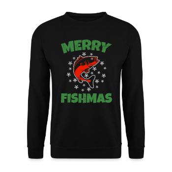 Joyeux Poissonnier Pêcheur Noël Crhistmas laids - Sweat-shirt Unisexe - noir - Devant - Alina (178cm) & Michal (187cm)