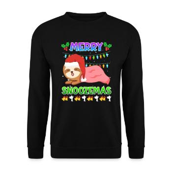Merry Snoozemas Faultier Faulheit - Unisex Pullover - Schwarz - Vorne - Alina (178cm) & Michal (187cm)