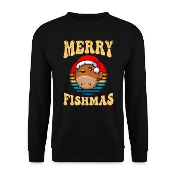 Merry Fishmas Angler Aquariophile Aquarium - Sweat-shirt Unisexe - noir - Devant - Alina (178cm) & Michal (187cm)