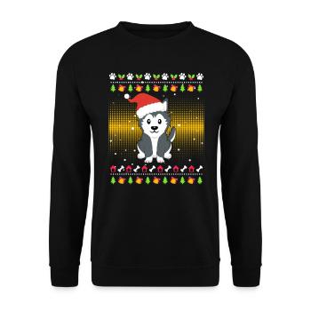 Husky Weihnachten Ugly Christmas - Unisex Sweatshirt - black - Front - Alina (178cm) & Michal (187cm)