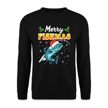 Merry Fishmas Angler Christmas Angel - Unisex Sweatshirt - black - Front - Alina (178cm) & Michal (187cm)