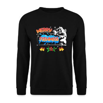 Pêcheur Noël Pêche Joyeux Poissons - Sweat-shirt Unisexe - noir - Devant - Alina (178cm) & Michal (187cm)