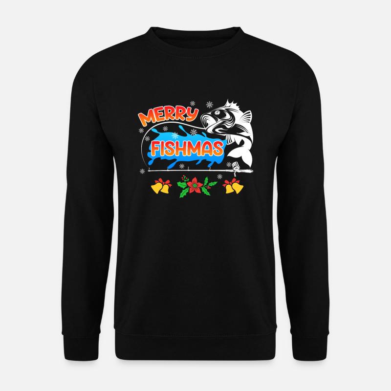 Pêcheur Noël Pêche Joyeux Poissons - Sweat-shirt Unisexe - noir