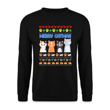 Miaou Noël moche Noël Weihnachten - Sweat-shirt Unisexe - noir - Devant - Alina (178cm) & Michal (187cm)