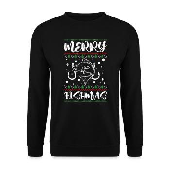 Joyeux Poissonnier Pêcheur Noël Crhistmas laids - Sweat-shirt Unisexe - noir - Devant - Alina (178cm) & Michal (187cm)